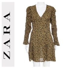 ✨NEW Zara Ruched Long Sleeve Floral Mini Dress Size Small✨