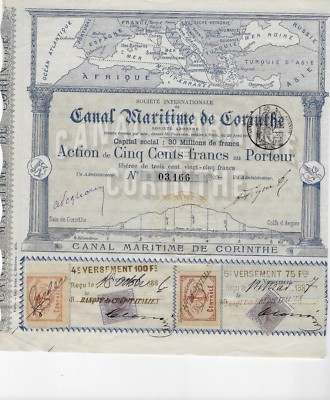 1887 MARITIME CANAL OF CORINTH * ANCIENT AND HISTORICAL ACTION * ORIGINAL AND DOC