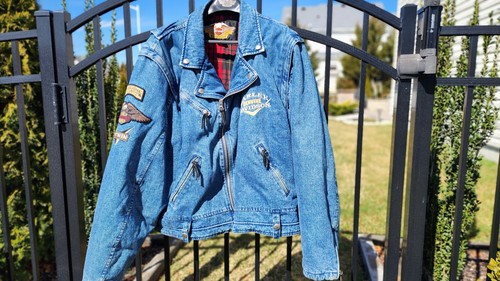 HARLEY DAVIDSON PANHEAD DENIM JACKET VEST XX-L  LEATHER ZIPPER PULLS