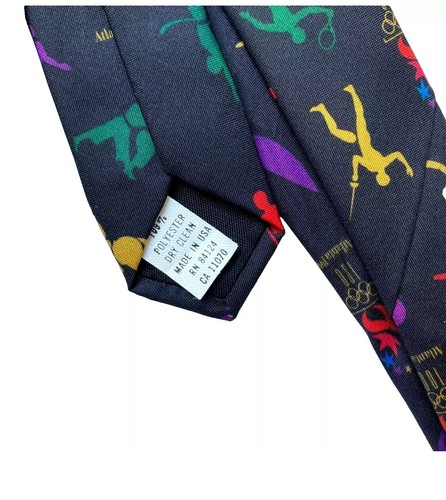Olympic Game Collection Ralph Marlin Tie Atlanta USA Made Pictogram Vtg 1996 Y2K - Picture 5 of 6