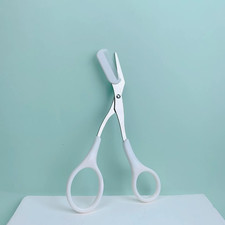 Pink Eyebrow Trimming Scissors with Built-In Comb - Stainless Steel, Precise Gro