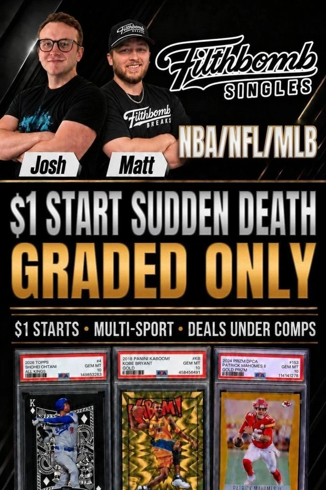 SUDDEN DEATH: ALL $1 STARTS | Graded & Raw | 50+ Giveaways