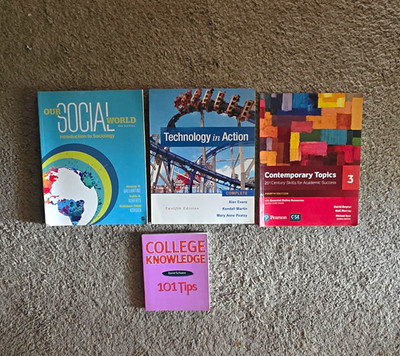 4-Textbook Lot: Our Social World Intro to Sociology + Tech in Action + More