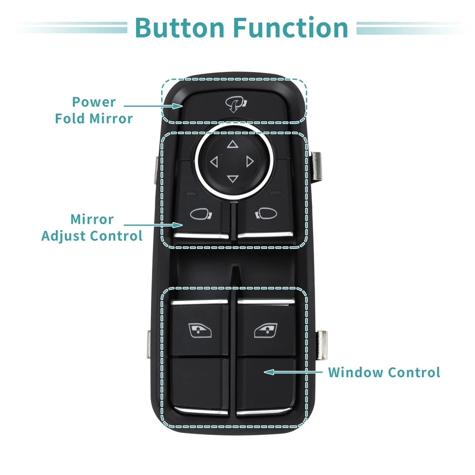 Interruptor de ventana eléctrica delantero izquierdo para Porsche 911 2012-2019 Nº99161315502DML Foto 3 de 4