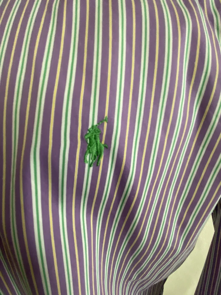 Camisa Polo Ralph Lauren Para Hombre 15.5x34/35 Calce Clásico Rayas Manga Larga Usada en Excelente Condición Foto 2 de 4