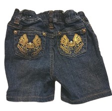 Vintage Enyce Shorts Toddler 2T Blue Dark Wash Denim Hip Hop Y2K Jort Embroider