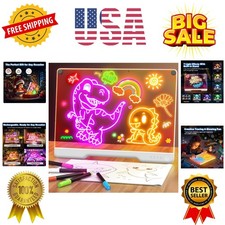 16-Inch Rechargeable Doodle Glow LED Note Board, 7-Color Light Modes, Neon Ar...