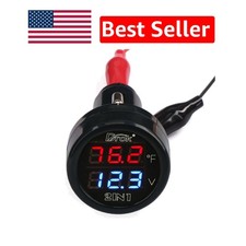Lightweight Digital Voltmeter And Thermometer - Safe Usage In Cars Motorcycles Lightweight Digital Voltmeter And Thermometer - Safe Usage In Cars Motorcycles