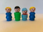 Vintage Lot of 4 Fisher Price Little People Mom, Dad, Train Conductor