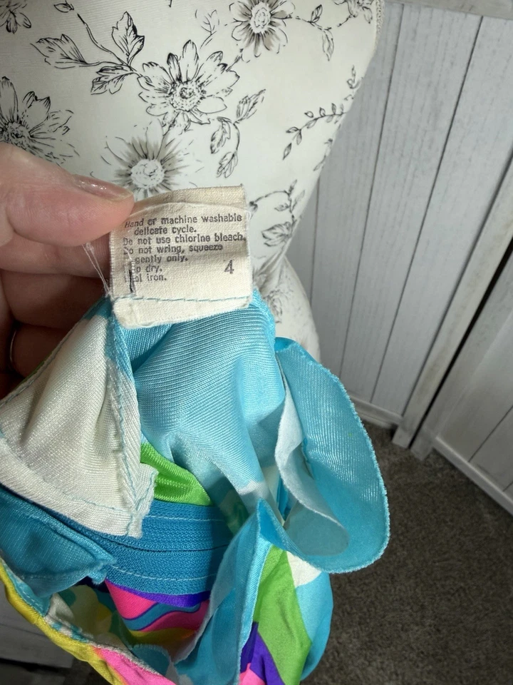 Vintage 70s Pyschedelic Print Bell Sleeve Rainbow Shirt Top Colorful Small - Image 3 of 4