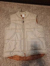 VTG Walls Blizzard Pruf Nylon Puffer Vest Mens Medium Tan Insulated USA Zip Work