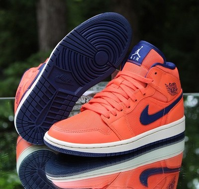Nike Air Jordan 1 Mid Turf Orange Women's Size 6 Blue Custom