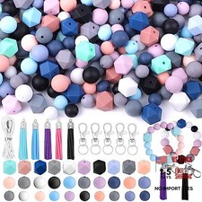 Vellibring 121 PCS Silicone Beads for Keychain Making Kit - 12mm 15mm - Color1