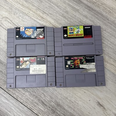 Lot Of 4 SNES Games Black Bass Ms. PAC-man Bugs Busts Loose Animaniacs Tested!