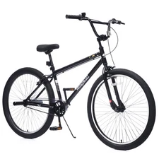 26 Inch Freestyle Bike for Teens, Steel Frame Single-Speed Bicycle,Black