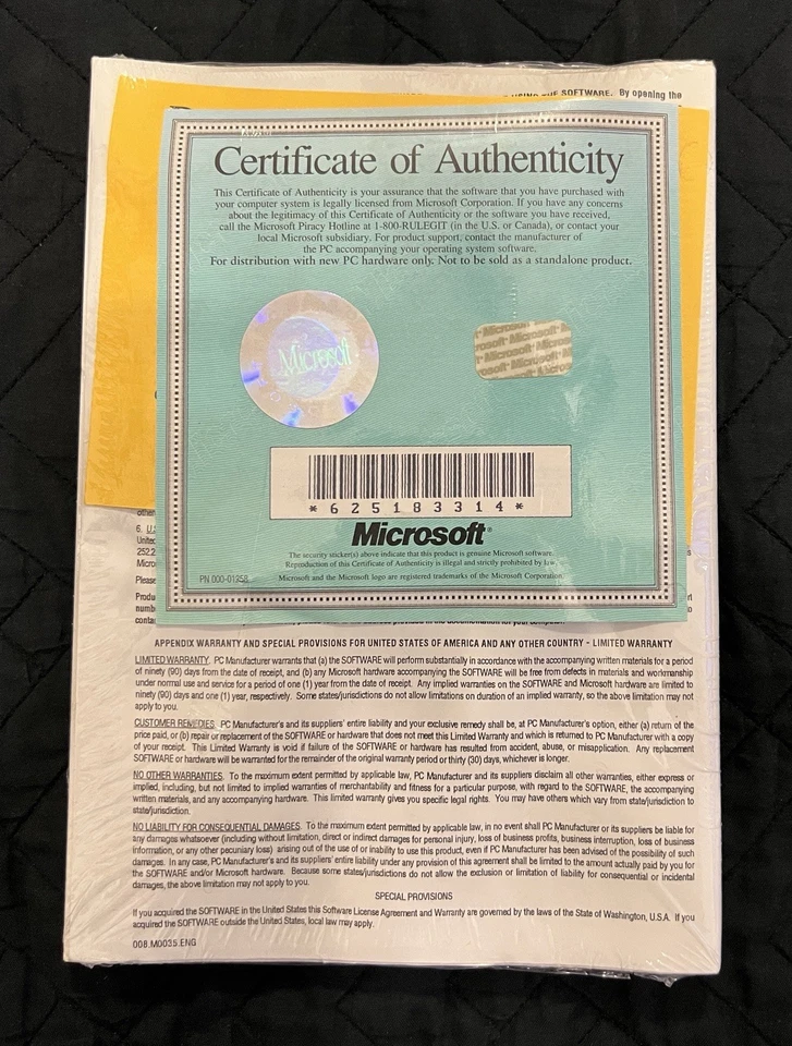 Microsoft MS-DOS Version Vintage Brand New Sealed COA Operating System - Image 2 of 3