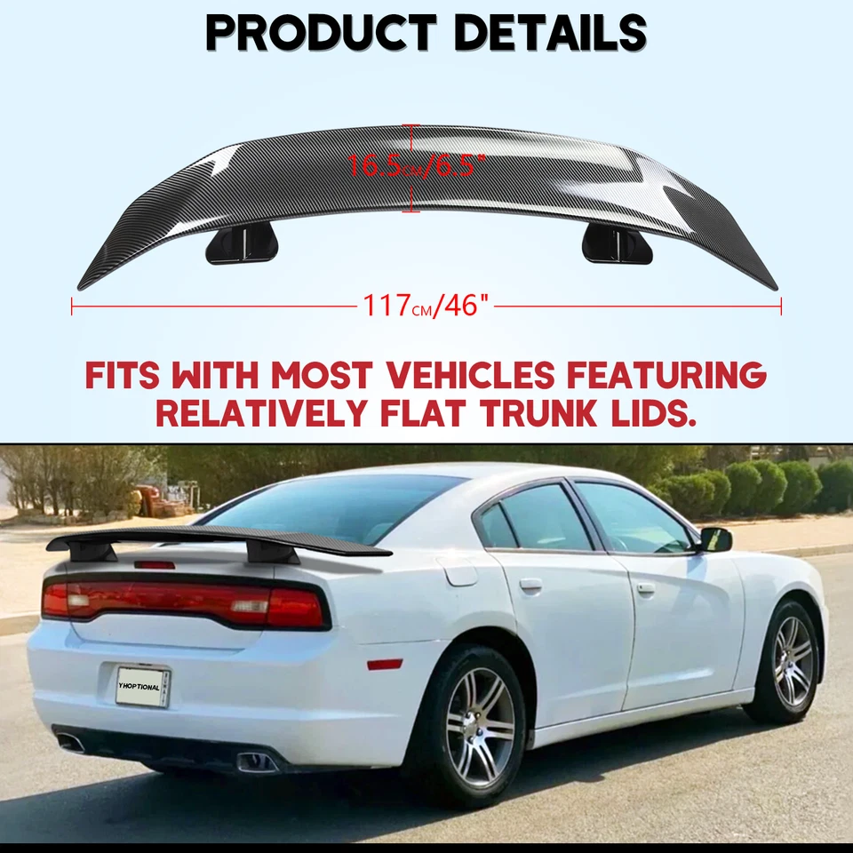 For Cadillac CTS 03-2019 Carbon Fiber 46+Car Rear Trunk Spoiler+Lip Wing Racing Foto 4 de 4