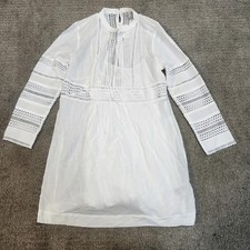 Banana Republic Diora Mini Dress White Long Sleeve Lace Insert Women's Sz SP NWT