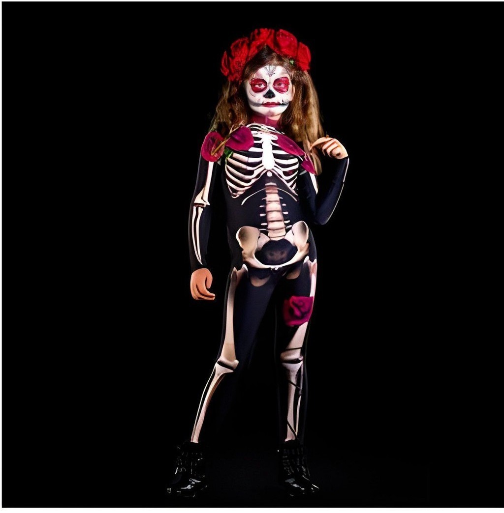 Mujeres Halloween Esqueleto Cosplay Body Mono Para Un Look Espeluznante