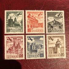 Poland Stamps 1954 MNH Airplane Over Historic Buildings