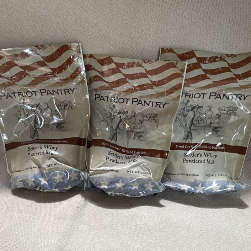 Patriot Pantry Powdered Milk Emergency Food Lot of 3 Settler’s Whey