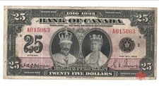 1935 Bank Of Canada 25$ English A015063 - VF -