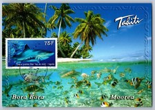 French Polynesia 2018 White Tip Reef Shark Maxi Card w/Tahiti Cancel