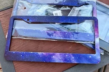 Purple Starry Galaxy Cosmos Metal License Plate Frame (standard Size) NEW!
