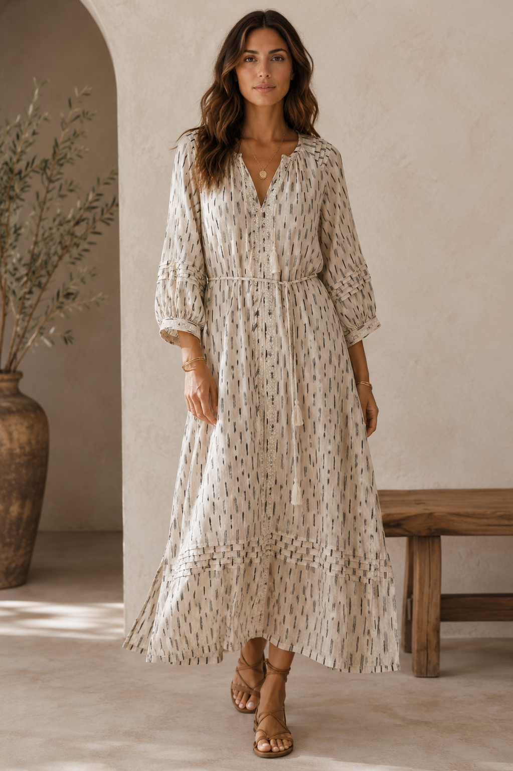 Cleobella Midi Dress Sz S Ivory 100% Cotton Embroidered Coastal Chic Prairie