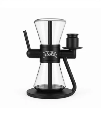 Black Backwoods Hourglass Gravity Bong Hookah Set | Glass & Alloy | UK Seller