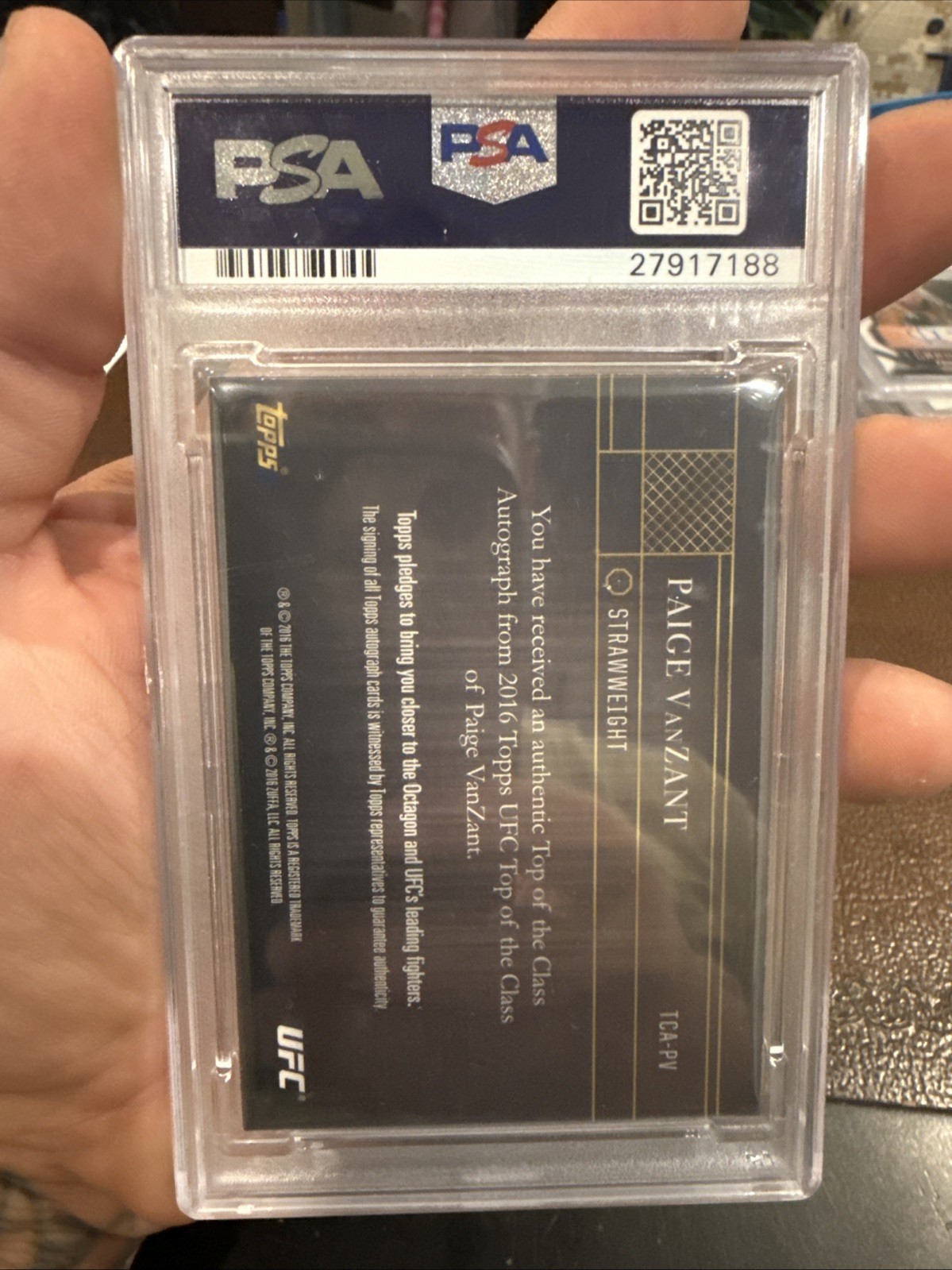 2016 Topps UFC Top Class - Auto Paige VanZant PSA/DNA 9/10 highest PSA grade view 2