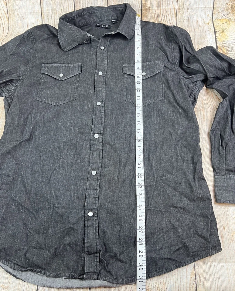 Camisa Para Hombres Brave Soul London Talla XL Estilo Occidental Perla Botón a Presión Manga Larga Foto 4 de 4