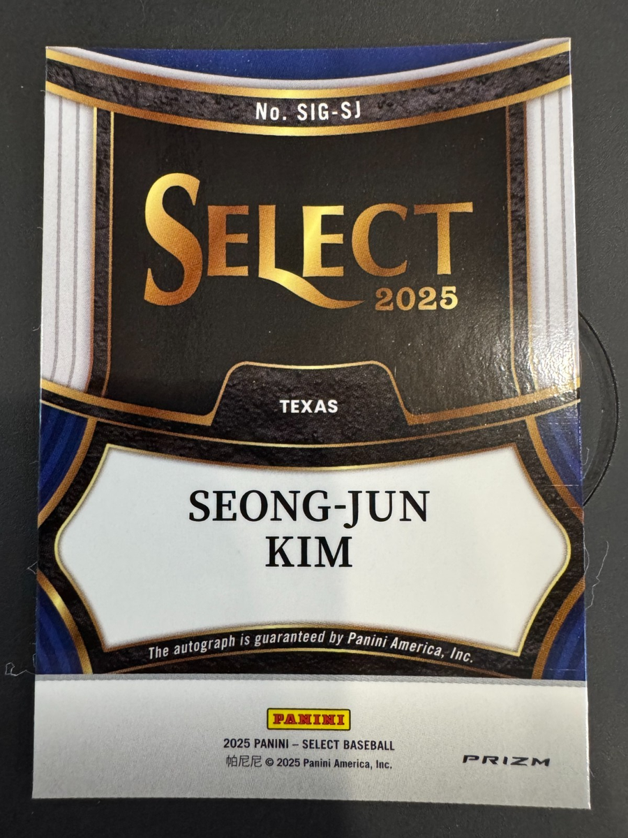 KIM SUNGJOONG キムソンジュン 김성중 コンプ + 当選透明カード 2025 Panini Select - Signatures Seong-Jun Kim #SIG-SJ (AU, RC) for