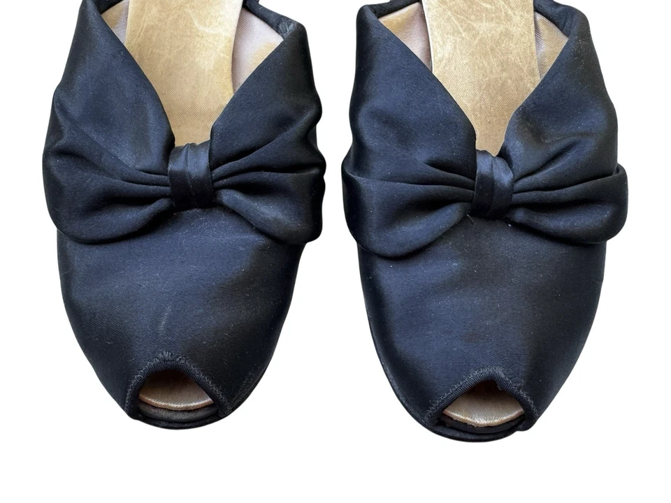 1940’s Vintage Daniel Green Black Satin Shoes GLAMOROUS OOH LA LA - Image 3 of 4