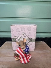 Charming Tails Figurine by Fitz and Floyd - Wrapped With Pride American Flag