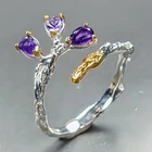 Jewellery Natural Amethyst Ring 925 Sterling Silver Size 7 /R469869