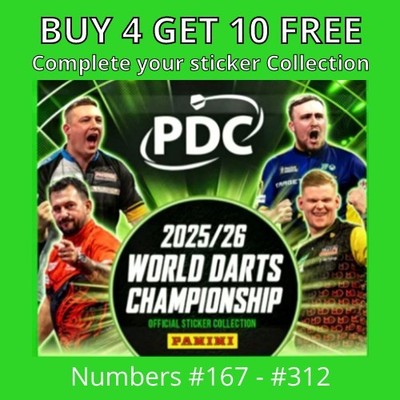 PDC World Darts Championship 2026 Panini Stickers - #167 - #312 + Updates U1-U56