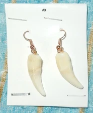 Authentic Coyote Teeth Earrings Handcrafted by Larry Gerhardt, for Pierced Ears