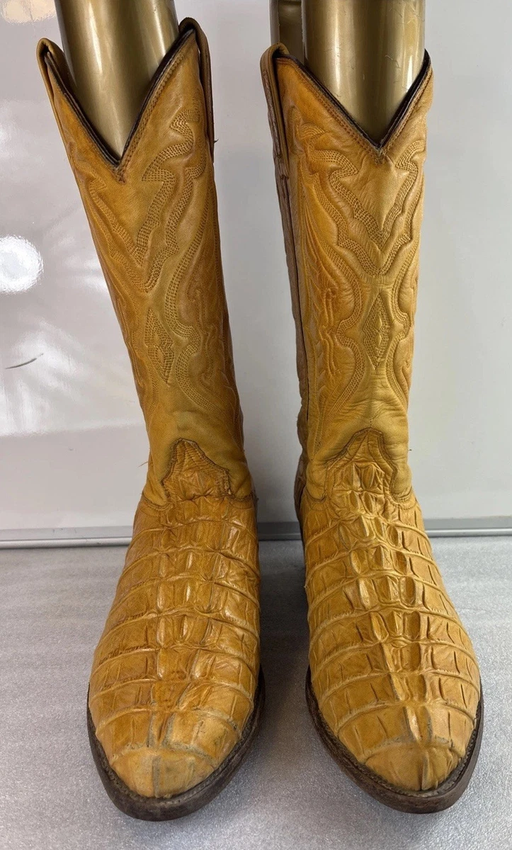 Vintage Rudel Men\'s Western cowboy Boots Tan Exotic Leather US Size 6 RUDEL BOTAS Brown Leather Western Boots Mens Size 29 1/2 US  main image 4