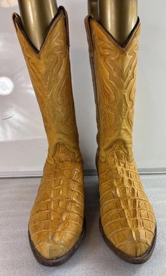 Rudel Rogers Cowboy Boots Handmade Crocodile Embossed Mens US 10.5 E