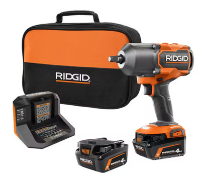 New RIDGID R86212KSB 18V Brushless 4-Mode 1/2'' High-Torque Impact Wrench Kit
