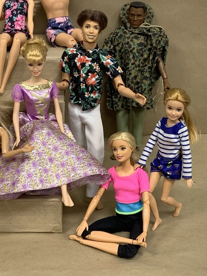 15pc Mattel Barbie Doll Lot Articulated Barbie Ken Skipper Friends W/ Clothes - Image 3 of 4