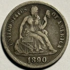 1890 Seated Liberty Dime — Choice VF+ Condition Original Surfaces 🔥