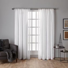 Spirit Winter White Solid Sheer Rod Pocket Curtain, 54 In. W X 84 In. L Set of