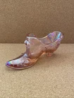 Art Glass Iridescent Pink Cabbage Rose Shoe