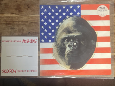 Skid Row   Monkey Business 7'' Gorilla Face Pict Disc + Plinth Ltd Ed Numbered NM