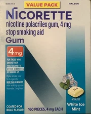 Nicorette Gum White Ice Mint, Value Pack, 4mg, 05/27: 07/27: 10/27: 12/27: