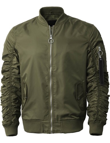 GIACCA BOMBER DA UOMO Windbreaker Zip Up Casual Lishgt Manica Raccolta ARRICCIATA - Foto 29 di 32