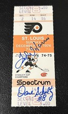 12/15/74 DAVE SCHULTZ Signed 1st Time GORDIE HOWE HAT TRICK Ticket STUB FLYERS