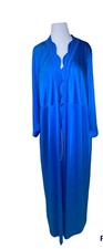 Vintage Vanity Fair Large Robe Peignoir Royal Blue Scallop Trim, No Belt 70s 80s